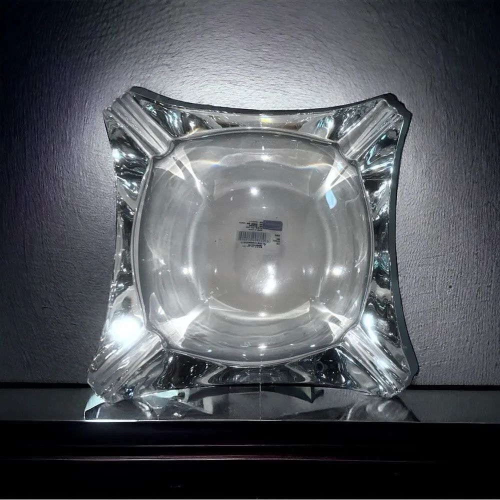 Deluxe Clear Glass Ashtray l Square 4x4 l NIB